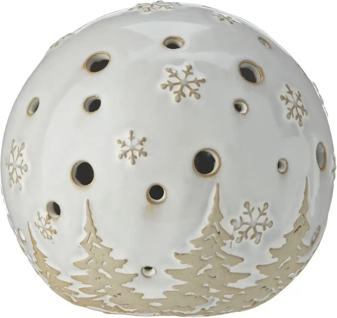 HOME STORY LED Kugel im Weihnachtsdesign ¦ weiß ¦ Porzellan ¦ Maße (cm): B: 12,5 H: 12 T: 12.5 Weihnachten - Höffner