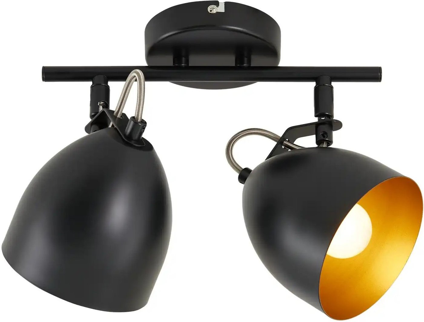 KHG Deckenstrahler 2-flammig schwarz innen goldfarben ¦ schwarz ¦ Maße (cm): B: 25 H: 17 T: 12.2 Lampen & Leuchten >...