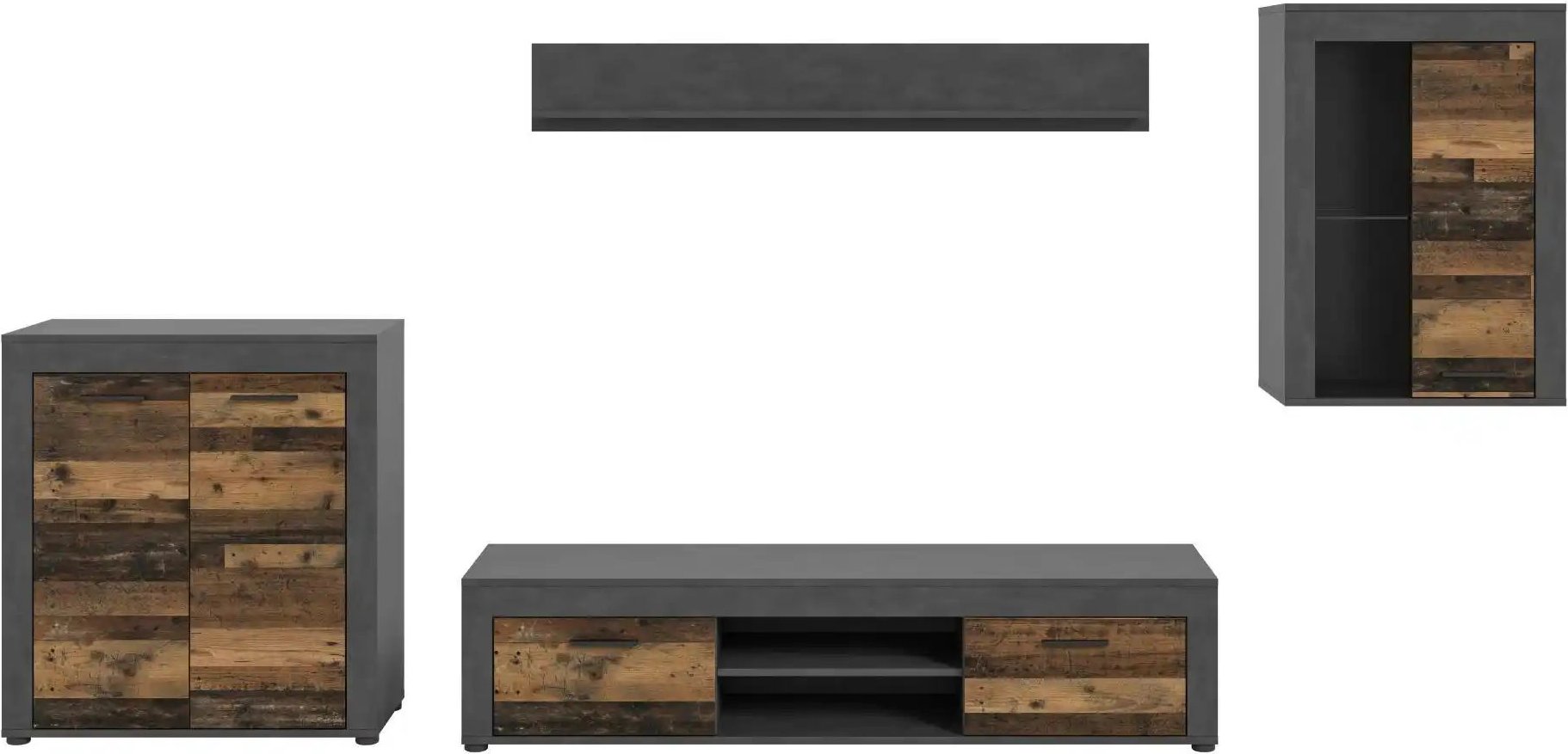 Wohnwand Bardenas ¦ schwarz ¦ Maße (cm): B: 330 H: 169 T: 35.0 Kommoden & Sideboards > Wohnwände - Höffner