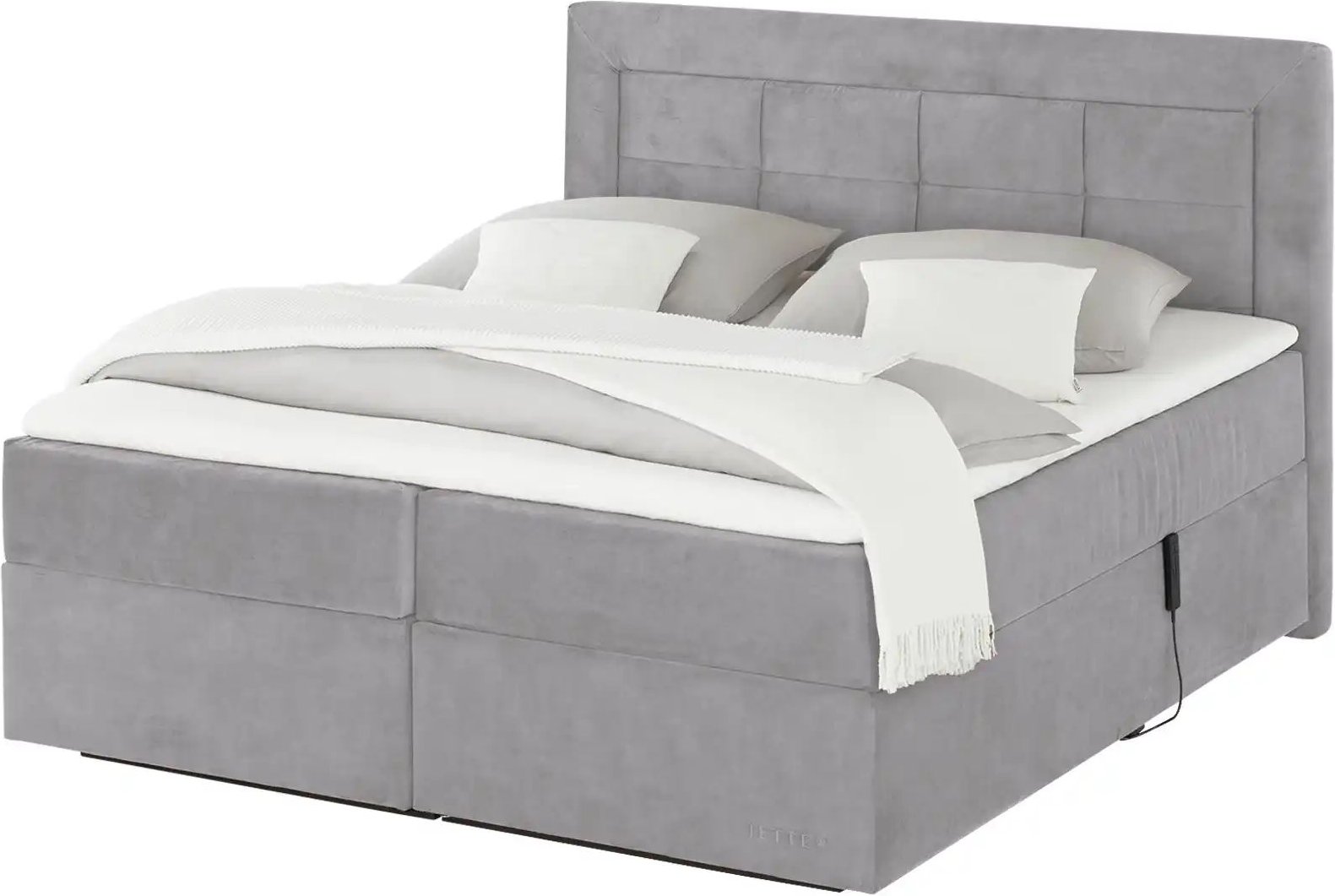 Jette Home Motor-Boxspringbett Jette Patch ¦ grau ¦ Maße (cm): B: 182 H: 127 Betten > Boxspringbetten - Höffner