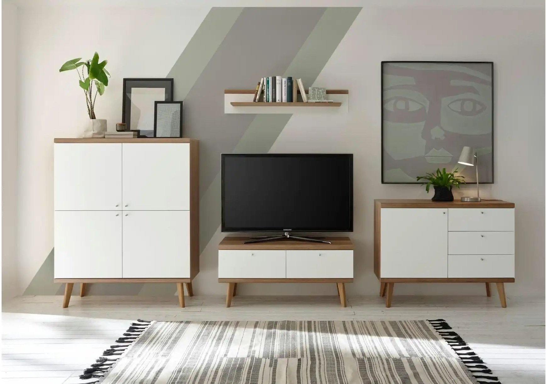 Wohnwand Lessay ¦ weiß ¦ Maße (cm): B: 341 H: 160 T: 40.0 Kommoden & Sideboards > Wohnwände - Höffner