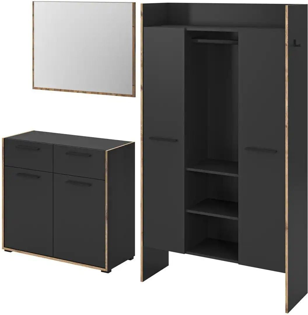 Garderobenkombination ¦ grau ¦ Maße (cm): B: 215 H: 189 Garderoben & Kleiderstangen > Garderobensysteme - Höffner