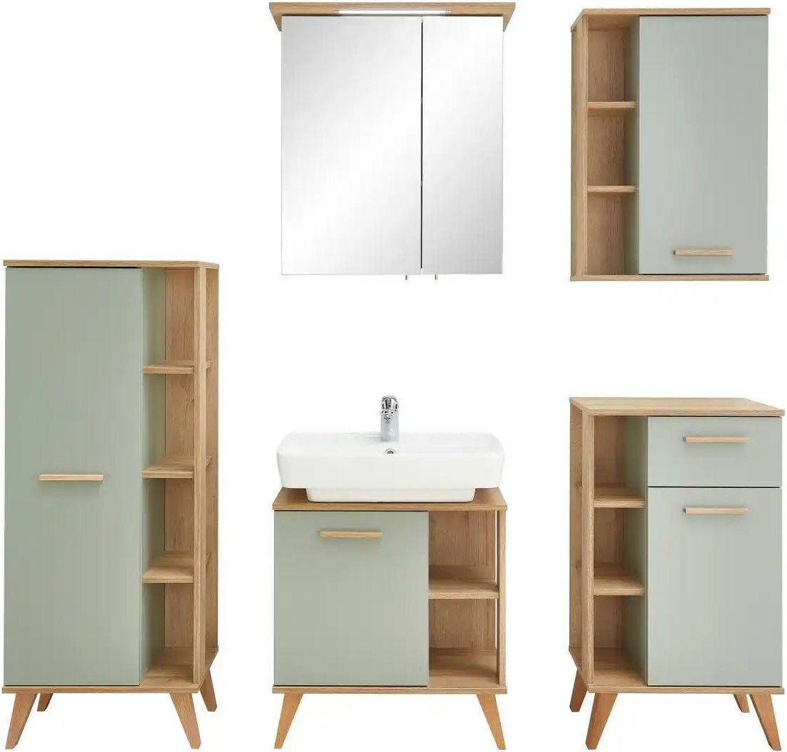 Badkombination Dehmsee ¦ grün ¦ Maße (cm): B: 161,5 H: 200 Schränke > Badschränke > Komplett-Badkombinationen - Höffner