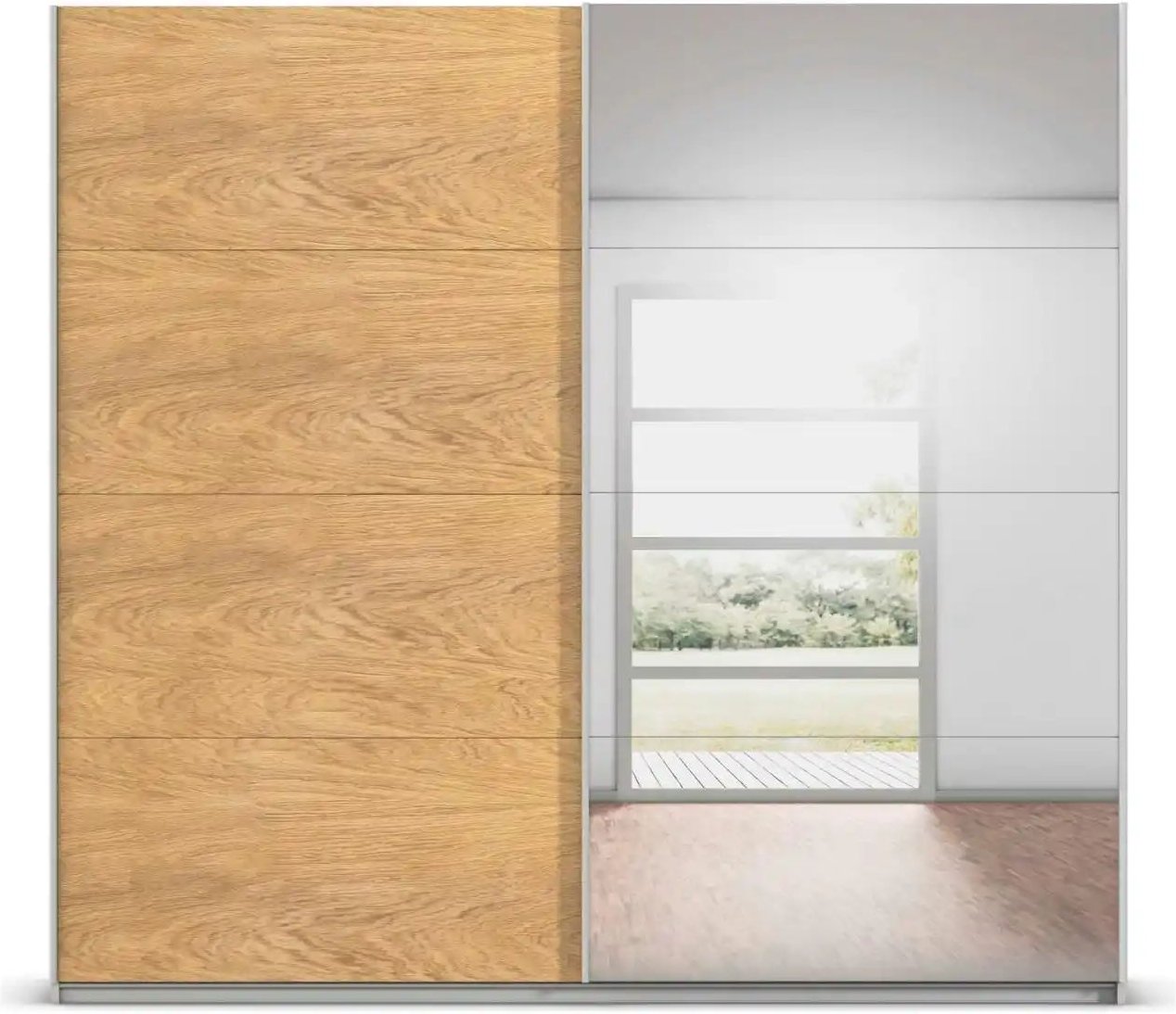 Schwebetürenschrank mit Spiegel Malva Extra ¦ grau ¦ Maße (cm): B: 226 H: 210 Schränke > Kleiderschränke > Schwebetürens...