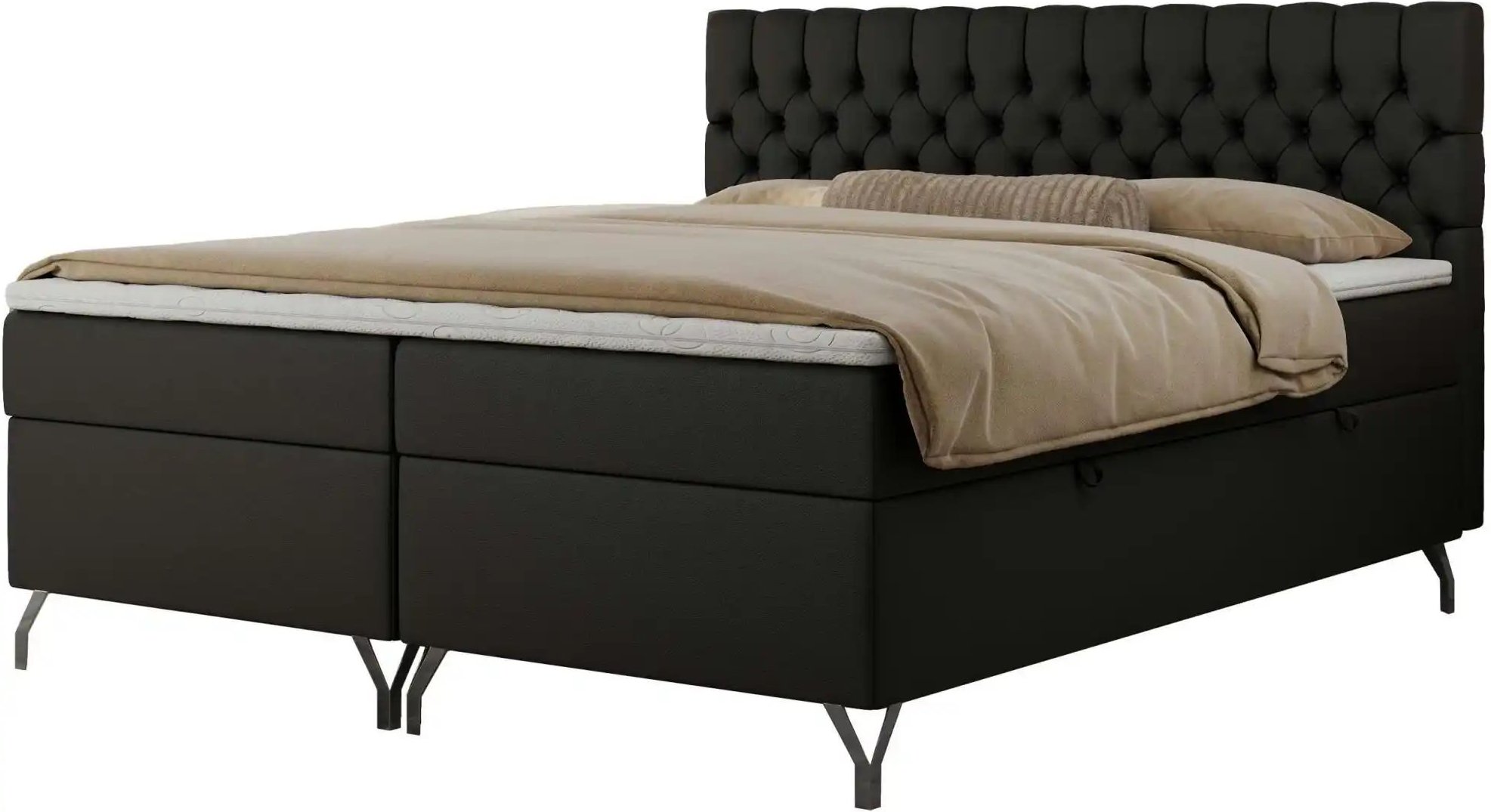 Boxbett mit Bettkasten Grimaldi ¦ schwarz ¦ Maße (cm): B: 124 H: 115 Betten > Komfortbetten - Höffner