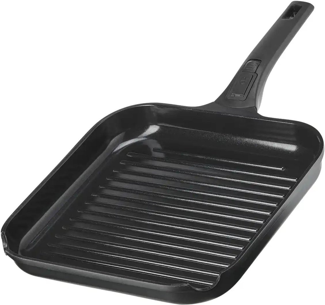 KHG Grillpfanne ¦ schwarz ¦ Aluminium ¦ Maße (cm): B: 28 H: 4,3 T: 28.0 Töpfe & Pfannen & Zubehör > Pfannen > Keramikp...