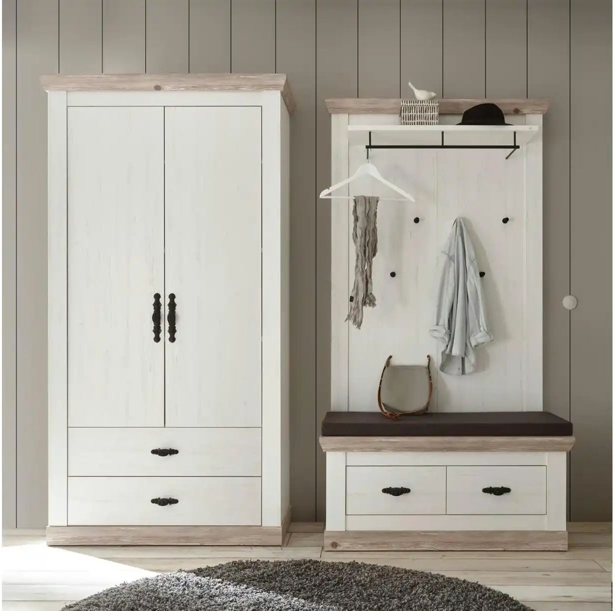 Garderobe Roble ¦ weiß ¦ Maße (cm): B: 224 H: 201 T: 45.0 Garderoben & Kleiderstangen > Garderoben - Höffner