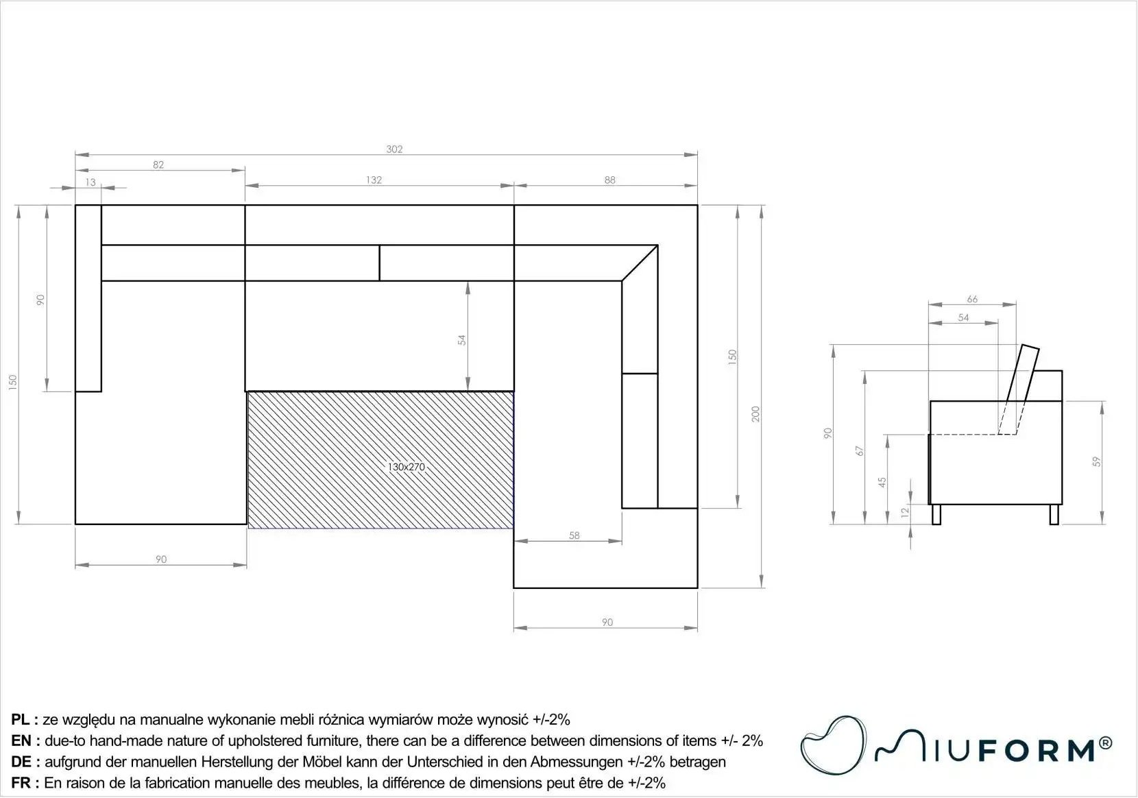 Miuform Wohnlandschaft mit Schlaffunktion Charming Charlie ¦ grau ¦ Maße (cm): B: 302 H: 90 Polstermöbel > Sofas > Schla...