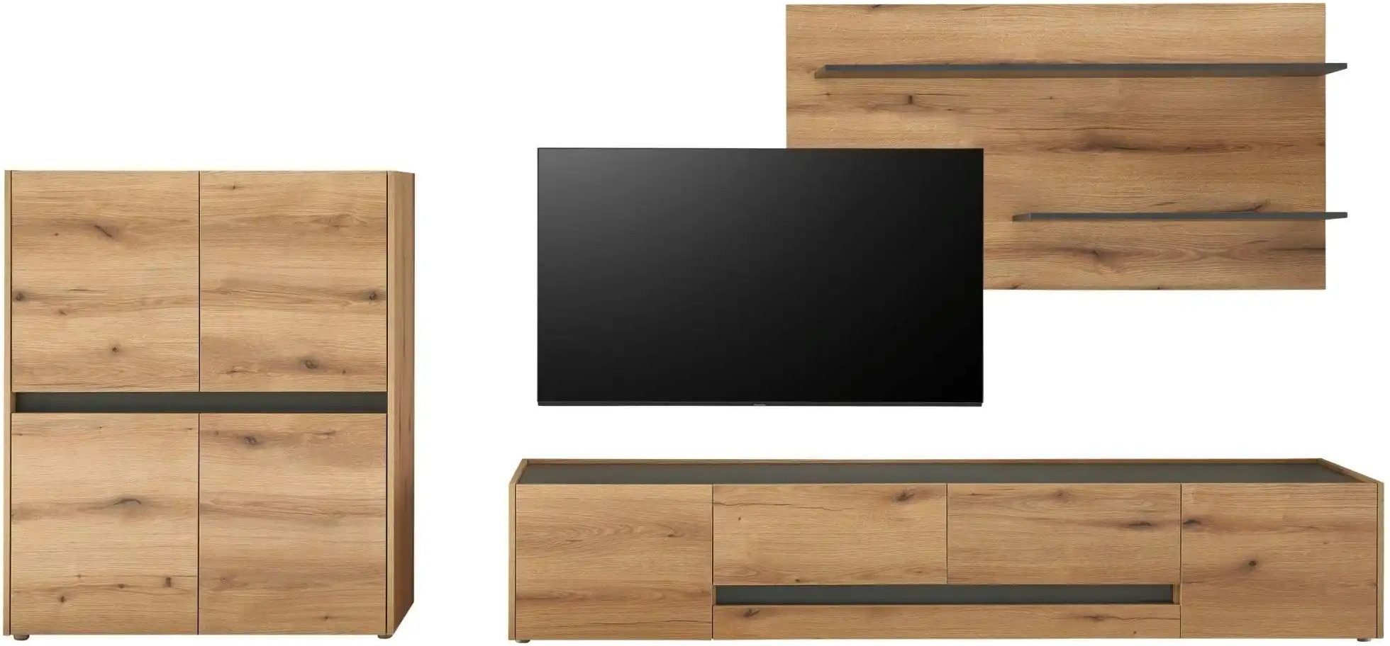 Wohnwand ¦ holzfarben ¦ Maße (cm): B: 360 H: 180 T: 45.0 Kommoden & Sideboards > Wohnwände - Höffner