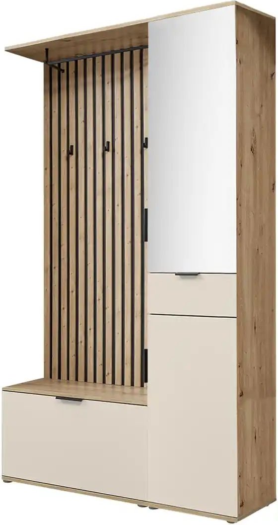 Kompaktgarderobe Rovereto ¦ creme ¦ Maße (cm): B: 122 H: 195 T: 35.0 Garderoben & Kleiderstangen > Garderoben - Höffner