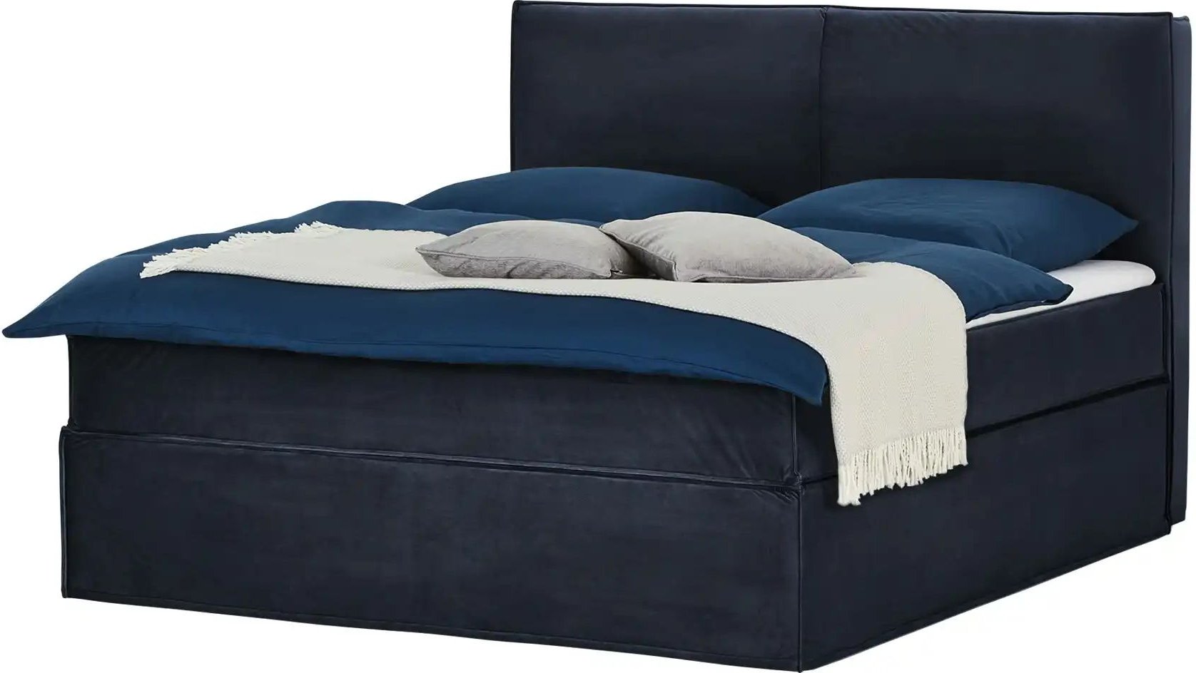 Boxi Boxspringbett 160 x 200 cm mit trendigem Keder Boxi Urban ¦ blau ¦ Maße (cm): B: 160 H: 125 Betten > Boxspringbette...