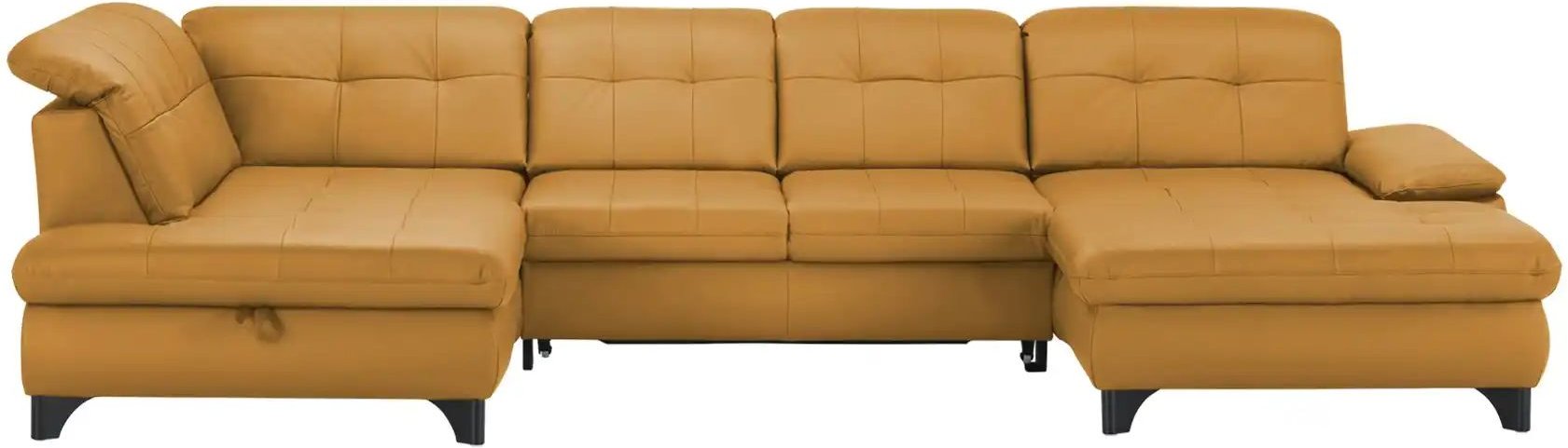 Thumbnail - Lounge Collection Wohnlandschaft Leder Jona ¦ gelb ¦ Maße (cm): B: 368 H: 100 T: 194.0 Polstermöbel > Sofas > Schlafsof...