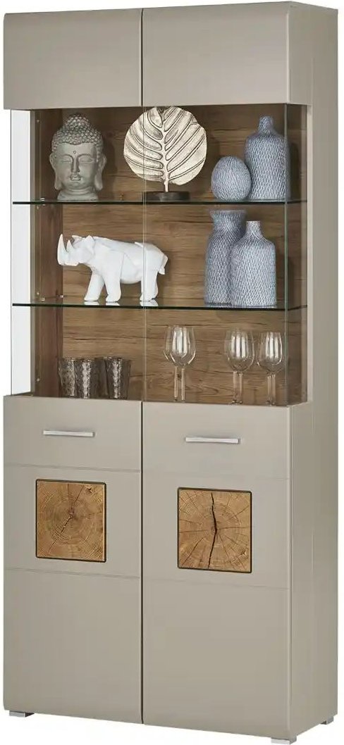 Vitrine mit Beleuchtung Cortina ¦ grau ¦ Maße (cm): B: 90 H: 205 T: 42.0 Schränke > Vitrinen - Höffner