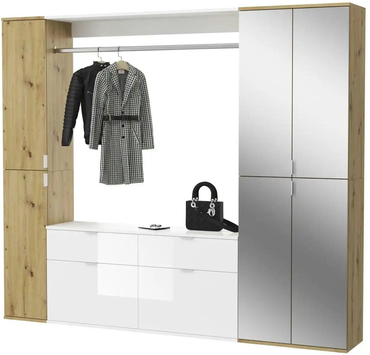 Thumbnail - Garderobenkombination Projekt X ¦ holzfarben ¦ Maße (cm): B: 212 H: 193 T: 34.0 Garderoben & Kleiderstangen > Garderobe...