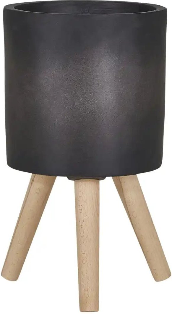 Pflanzgefäß ¦ grau ¦ Massivholz,Magnesia ¦ Maße (cm): H: 26 Ø: 25 Accessoires > Dekoartikel - Höffner