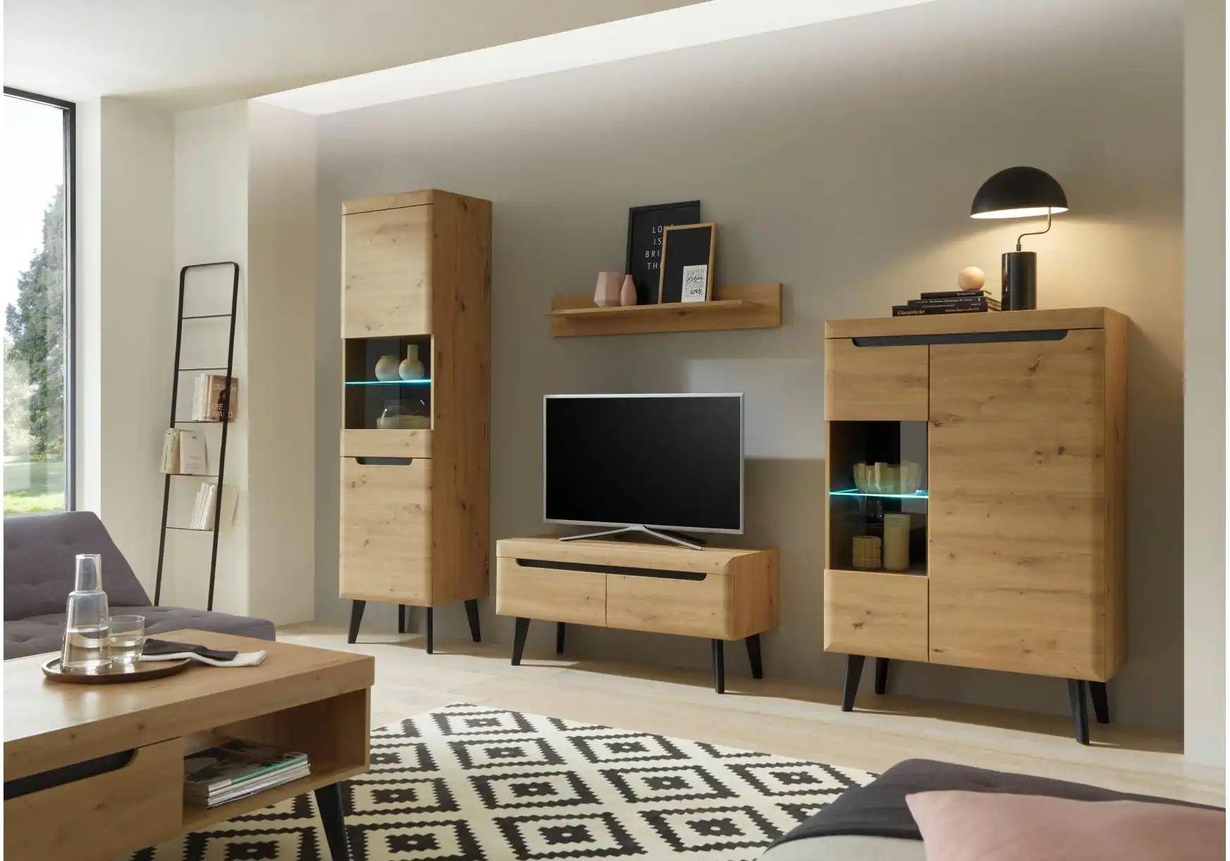 Wohnwand ¦ holzfarben ¦ Maße (cm): B: 290 H: 197 Kommoden & Sideboards > Wohnwände - Höffner