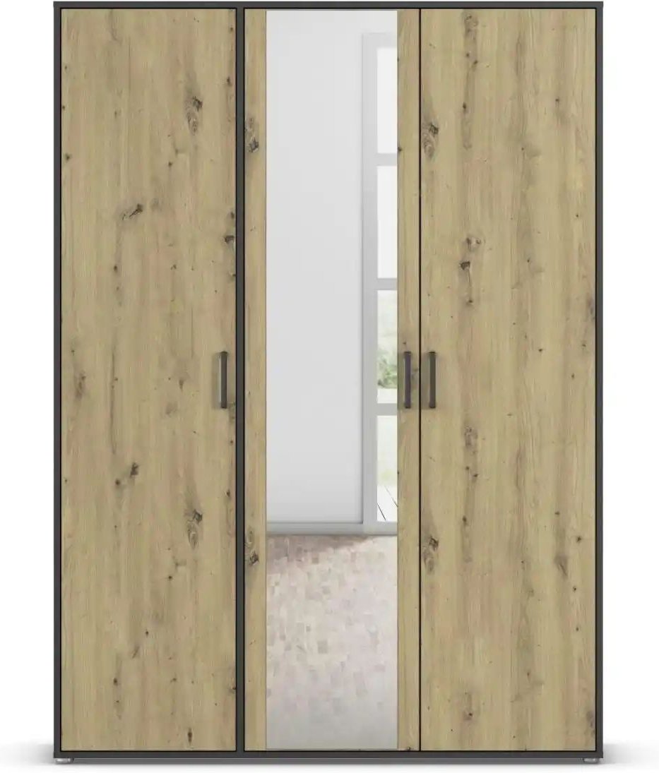 Drehtürenschrank Yarm ¦ grau ¦ Maße (cm): B: 140 H: 194 Schränke > Kleiderschränke > Drehtürenschränke - Höffner