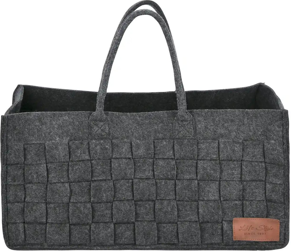 Kaminkorb mit Henkel ¦ grau ¦ Filz ¦ Maße (cm): B: 50 H: 25 T: 25.0 Aufbewahrung > Körbe - Höffner