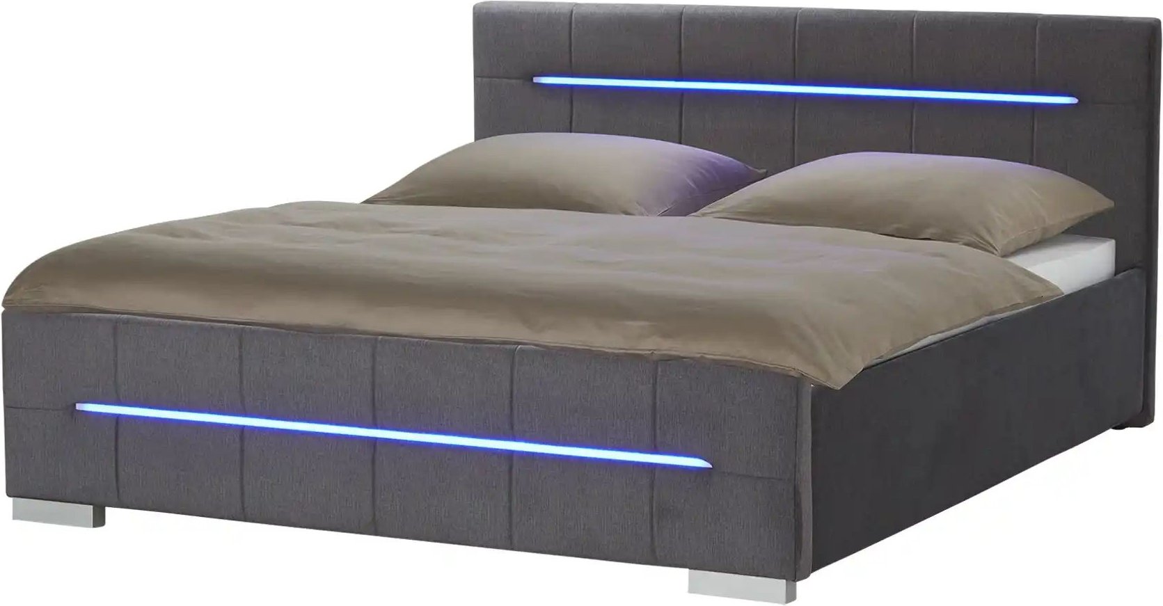 Polsterbett mit LED-Beleuchtung  Bicester ¦ grau ¦ Maße (cm): B: 186 H: 100 Betten > Polsterbetten - Höffner