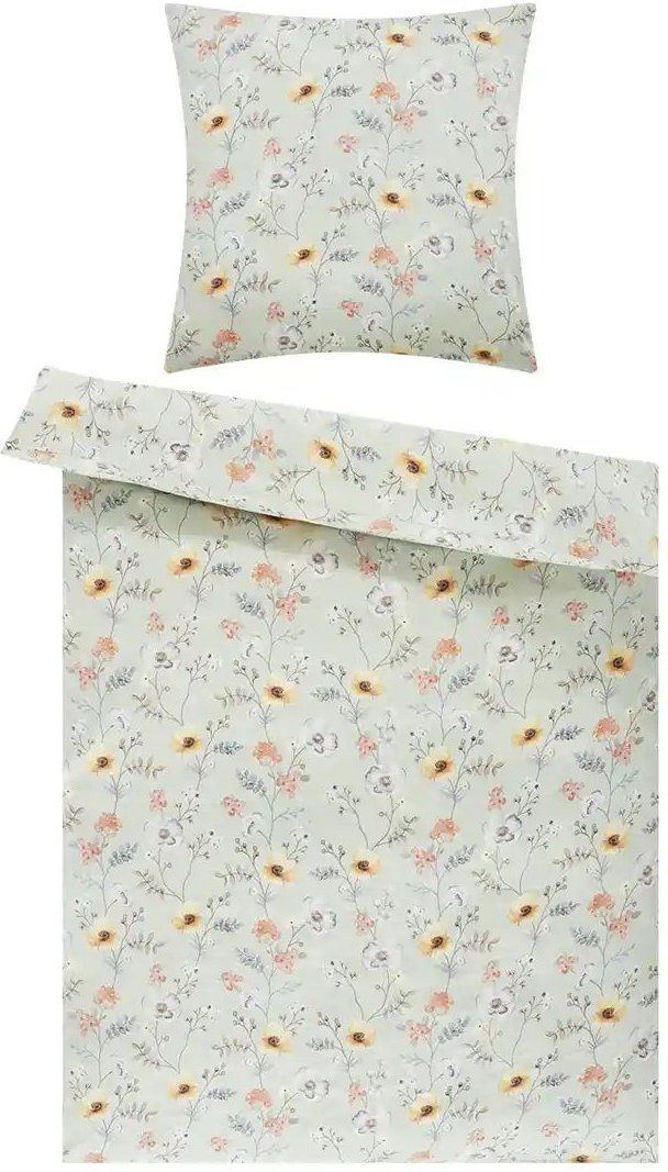 Thumbnail - como Satin Bettwäsche Romantic Floral ¦ grün ¦ Maße (cm): B: 135 Bettwaren > Bettwäsche > Bettwäsche ganzjährig - Höffn...