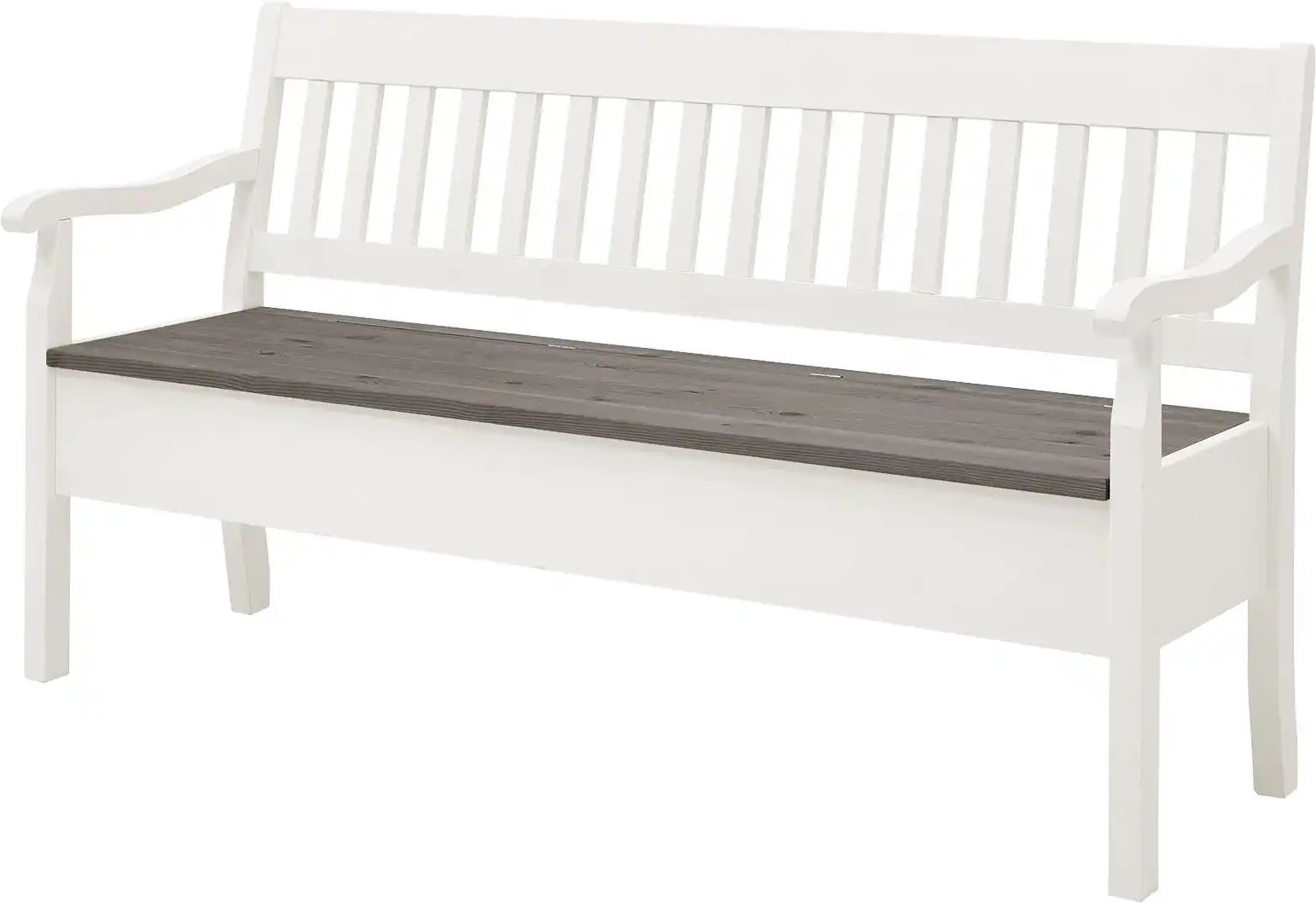 Thumbnail - maison bleue Sitzbank mit Stauraum massiv Bendix ¦ weiß ¦ Maße (cm): B: 169,1 H: 93 T: 58.0 Bänke > Einzelbänke - Höffne...