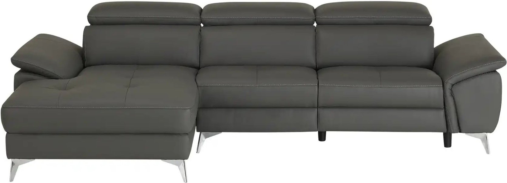 uno Leder-Ecksofa Danae klein ¦ grau ¦ Maße (cm): B: 282 H: 78 T: 166.0 Polstermöbel > Sofas > 3-Sitzer - Höffner