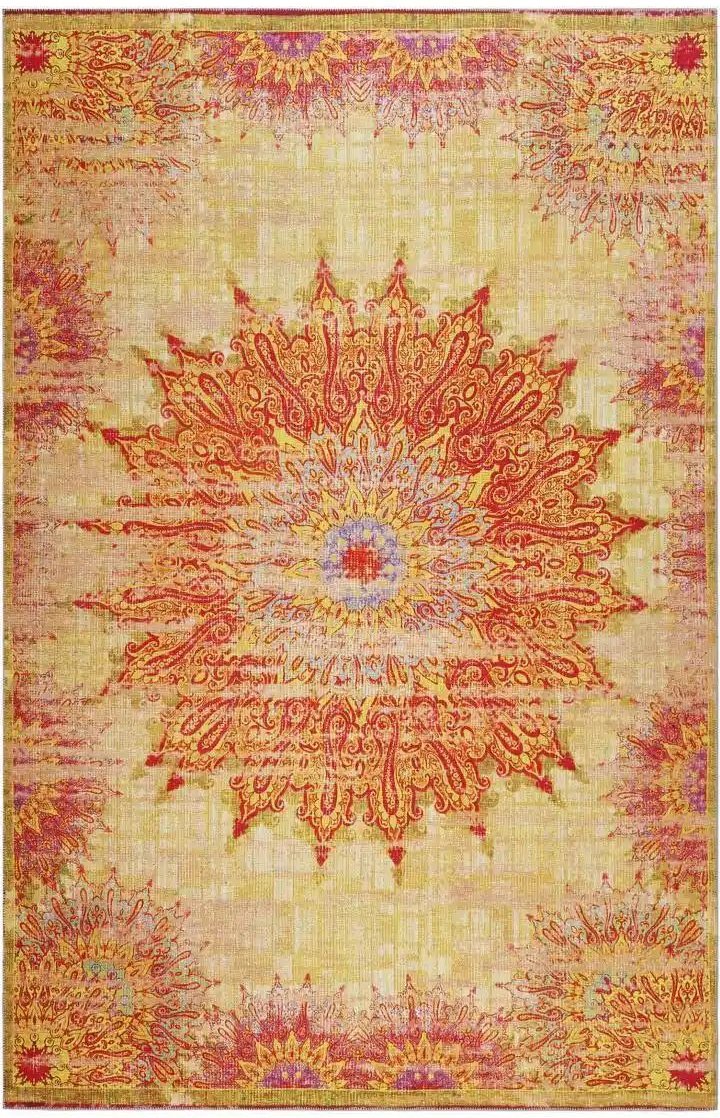 Kurzflorteppich   ¦ gelb ¦ Baumwolle ¦ Maße (cm): B: 200 H: 0,6 Teppiche > Vintage Teppiche - Höffner