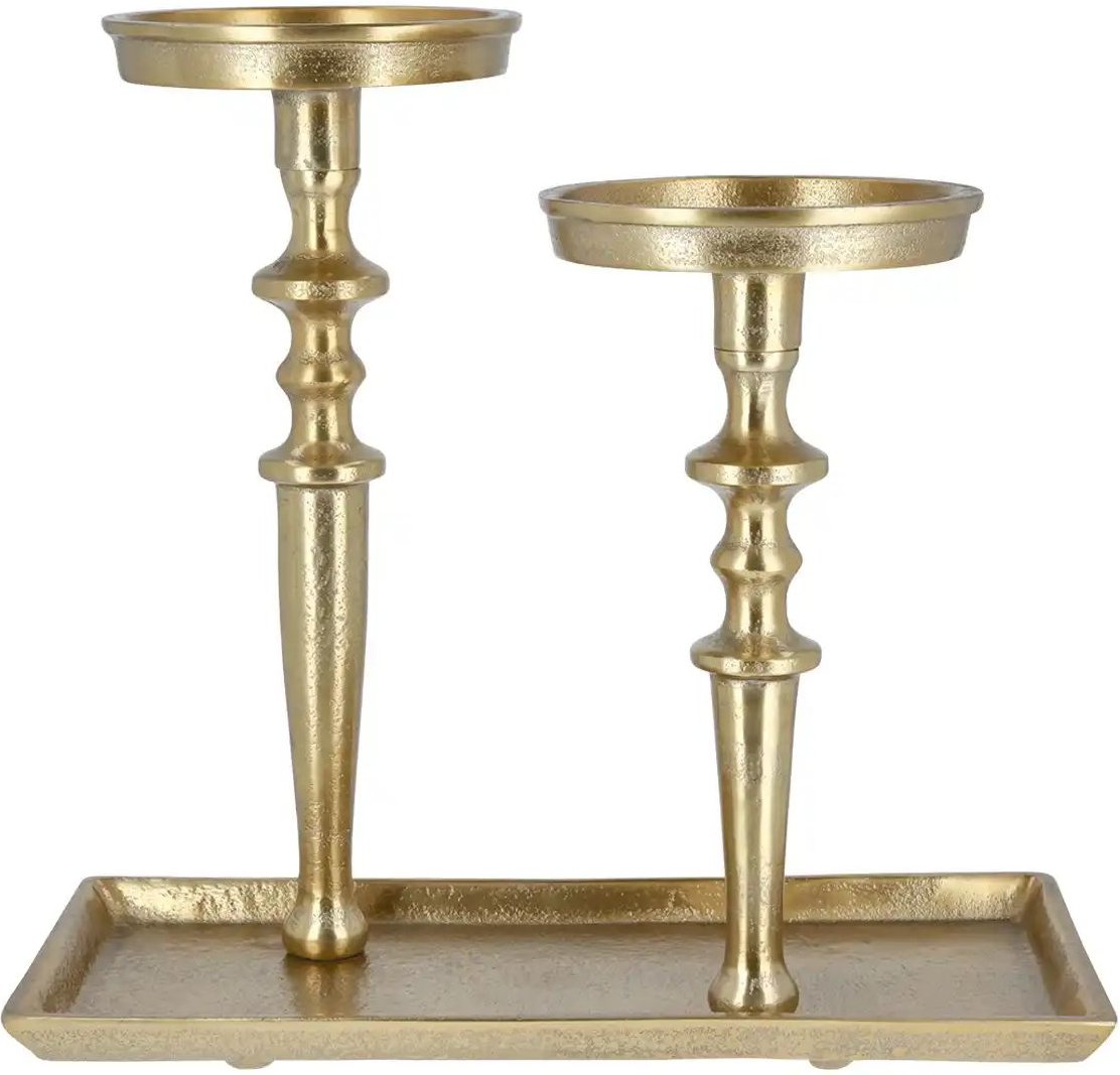 2er Kerzenständer ¦ gold ¦ Aluminium ¦ Maße (cm): B: 29,5 H: 28 T: 16.0 Accessoires > Kerzen & Kerzenständer > Kerzens...