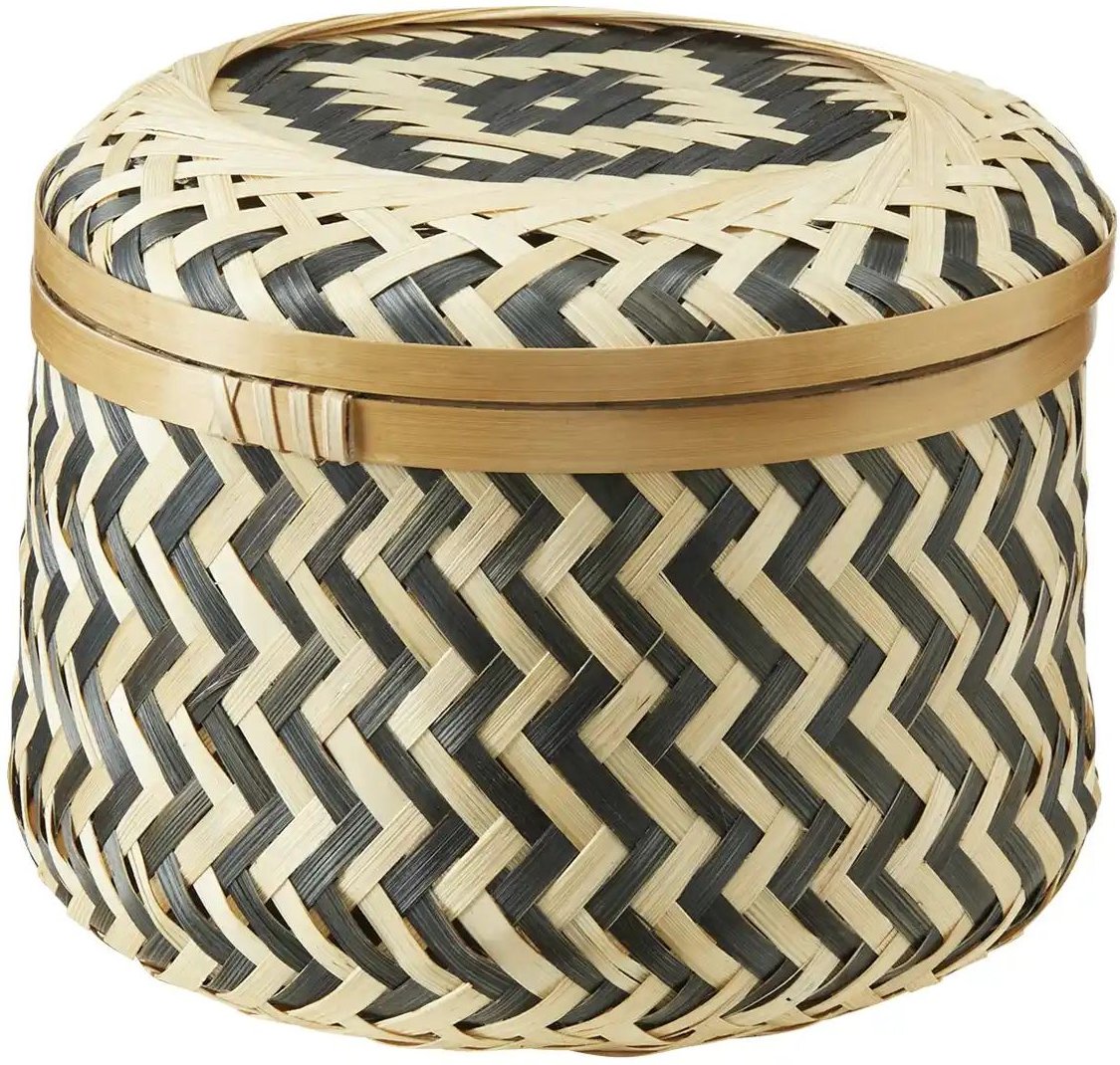 HOME STORY Aufbewahrungskorb mit Deckel ¦ mehrfarbig ¦ Maße (cm): H: 17 Ø: 20 Aufbewahrung > Körbe - Höffner