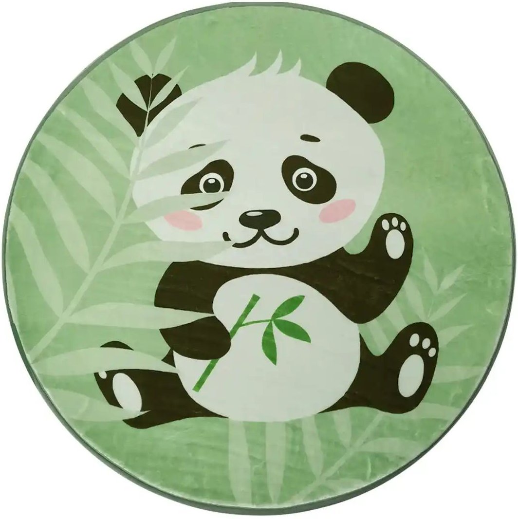 Thumbnail - KJUT Kurzflorteppich Panda ¦ grün ¦ Synthetische Fasern ¦ Maße (cm): B: 80 H: 1 Ø: 80 Teppiche > Kinderteppiche - Höff...