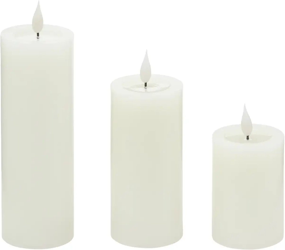 HOME STORY LED Kerzen 3er Set ¦ weiß ¦ Wachs,Kunststoff ¦ Maße (cm): H: 20 Ø: 7.5 Weihnachten - Höffner