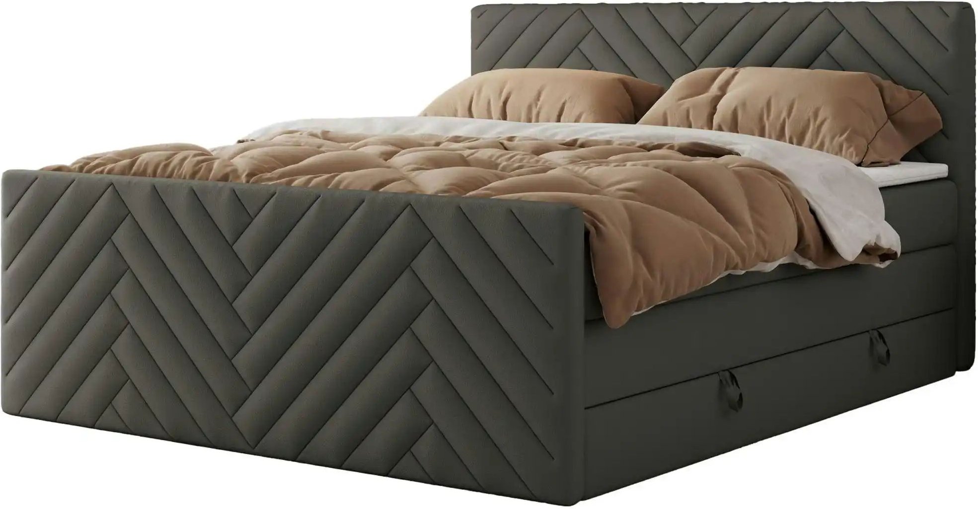 Boxspringbett mit Bettkasten Paris King Duo ¦ grau ¦ Maße (cm): B: 121 H: 110 Betten > Boxspringbetten - Höffner