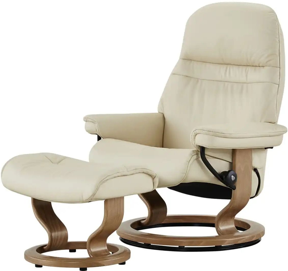 Stressless Relaxsessel mit Hocker Leder Sunrise M ¦ creme ¦ Maße (cm): B: 79 H: 103 T: 73.0 Polstermöbel > Sessel > Fern...