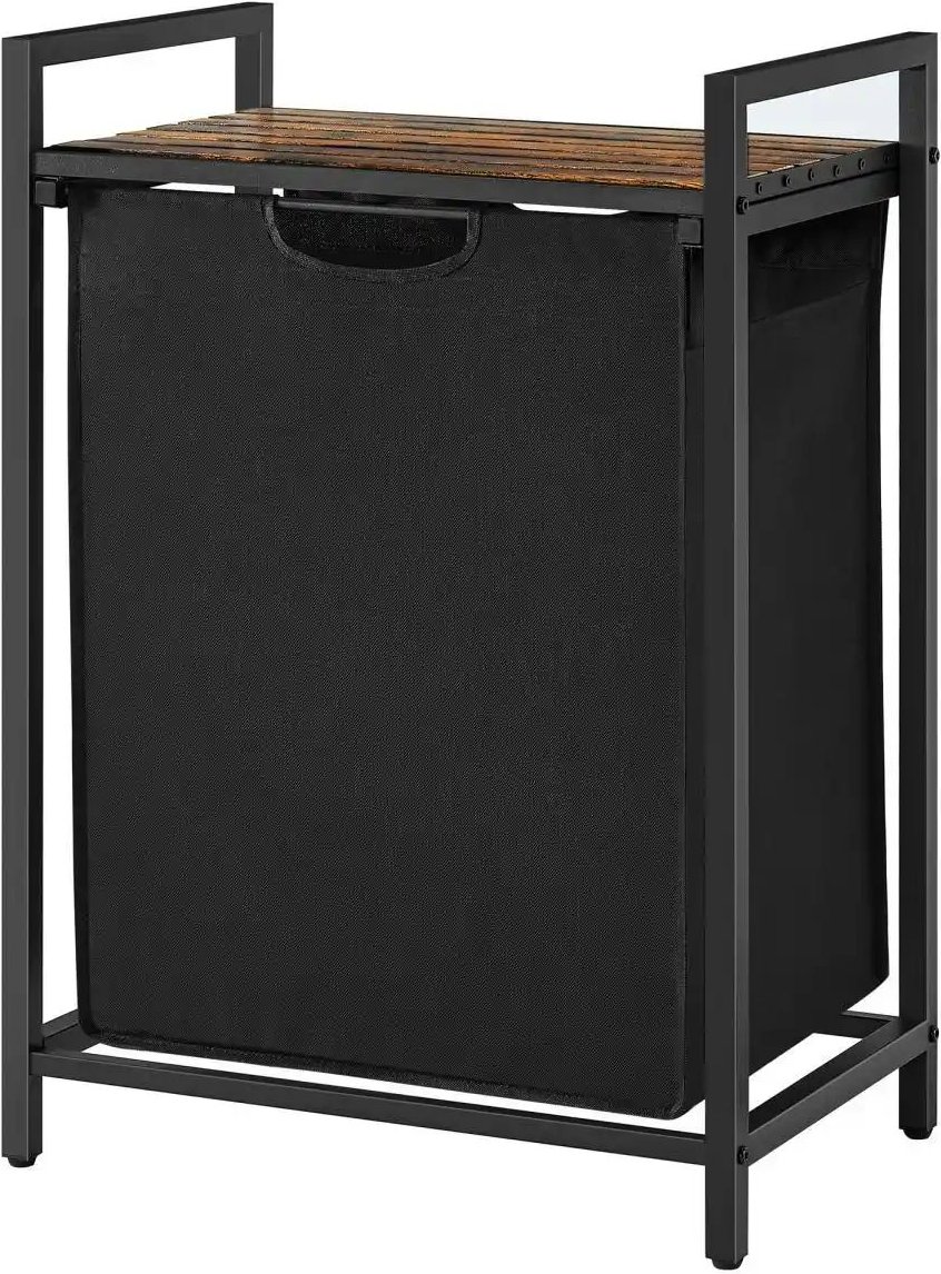 Wäschekorb ¦ schwarz ¦ Stoff,Metall,Holzwerkstoff ¦ Maße (cm): B: 50 H: 72 Aufbewahrung > Wäscheaufbewahrung - Höffner