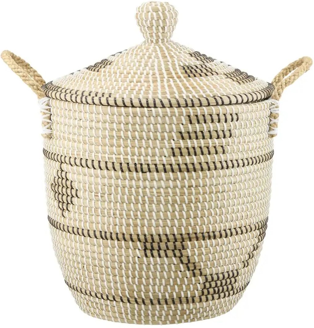 HOME STORY Aufbewahrungskorb mit Deckel ¦ braun ¦ Seegras,Kunststoff ¦ Maße (cm): H: 46 Ø: 34 Aufbewahrung > Körbe - ...