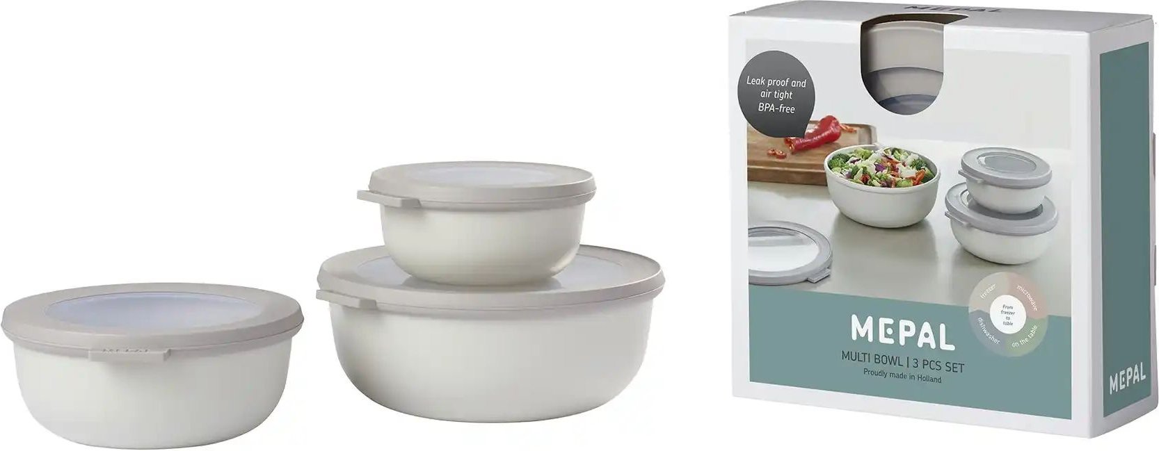 Mepal Multischüssel-Set Cirqula ¦ weiß ¦ Kunststoff ¦ Maße (cm): B: 19,2 H: 8 Küchenzubehör & Helfer > Küchenhelfer - H...