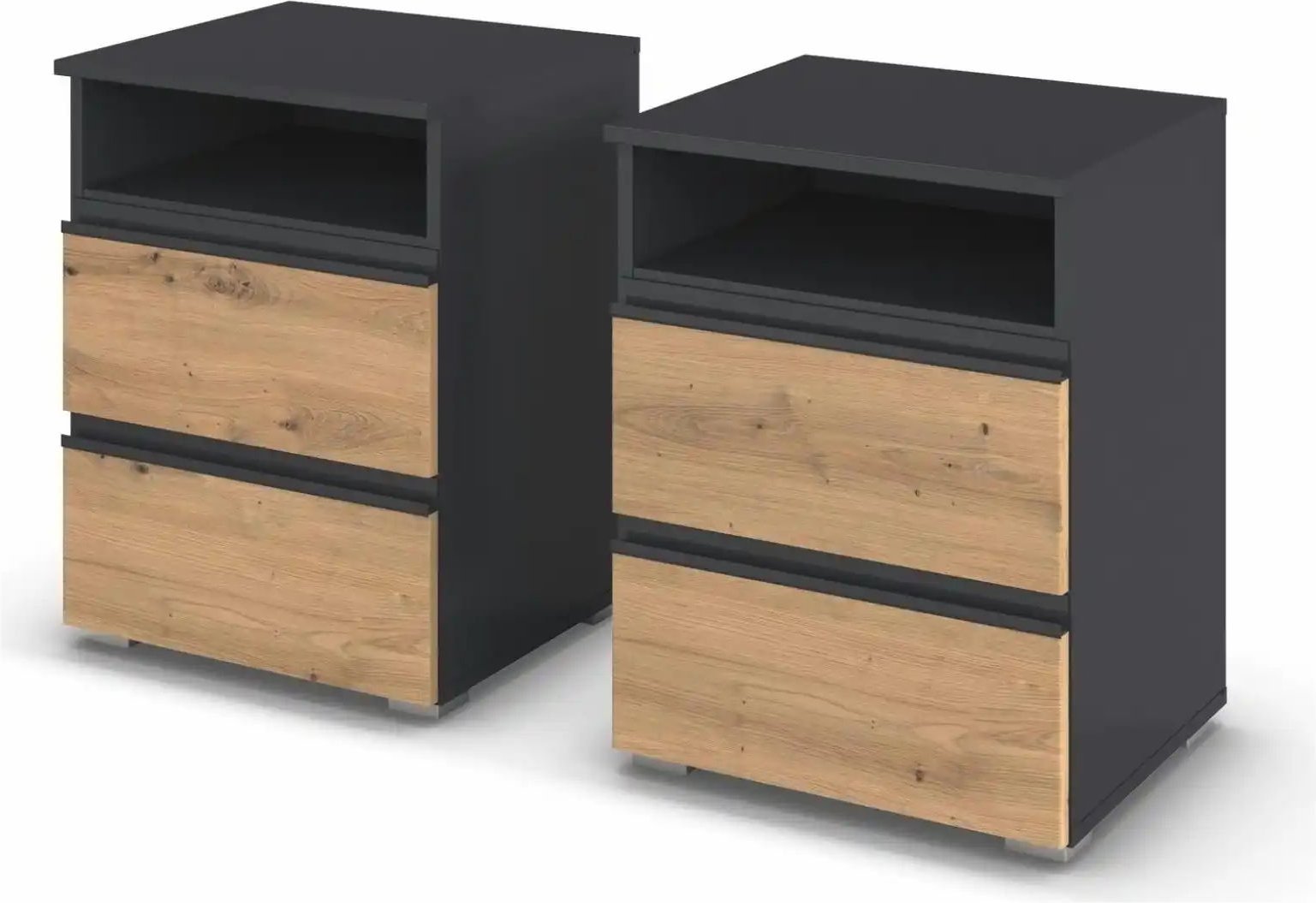 Nachttisch 2er-Set Jamila ¦ grau ¦ Maße (cm): B: 47 H: 62 Tische > Nachttische - Höffner