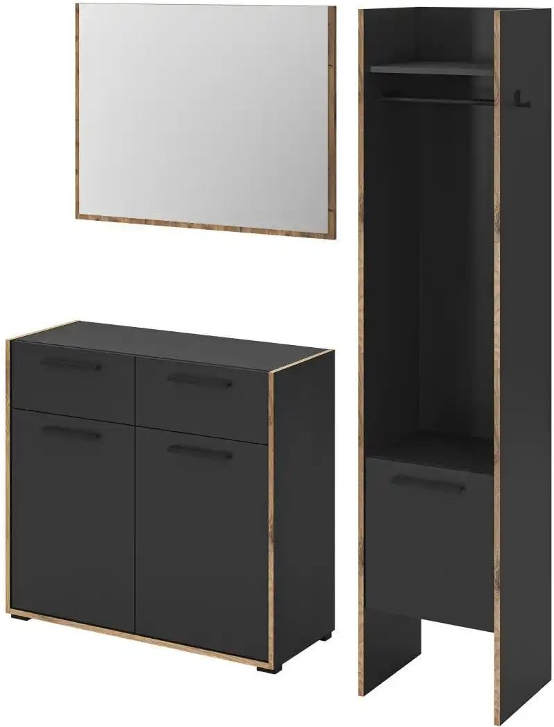 Garderobenkombination 3-teilig Bueno ¦ grau ¦ Maße (cm): B: 152 H: 189 Garderoben & Kleiderstangen > Garderobensysteme ...