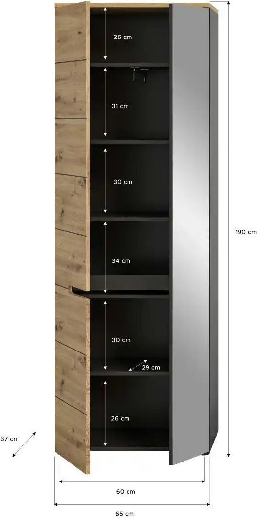 Garderobenschrank Canu ¦ holzfarben ¦ Maße (cm): B: 65 H: 190 T: 37.0 Schränke > Dielenschränke - Höffner