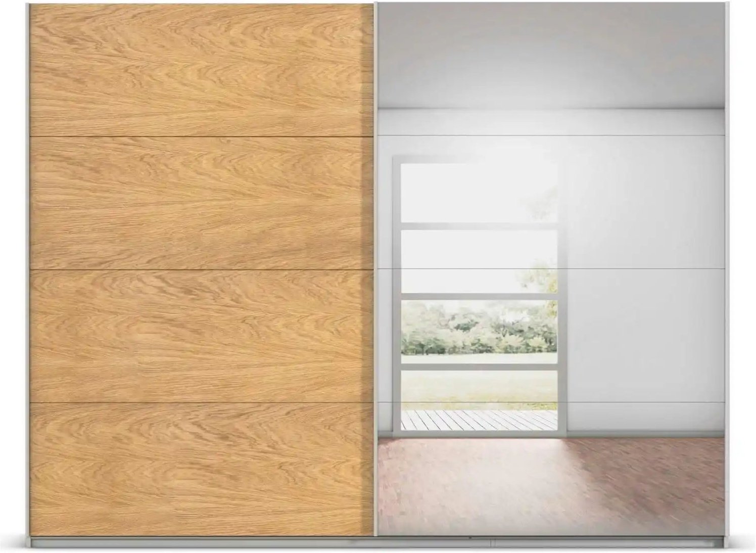 Thumbnail - Schwebetürenschrank mit Spiegel Malva Extra ¦ grau ¦ Maße (cm): B: 271 H: 210 Schränke > Kleiderschränke > Schwebetürens...