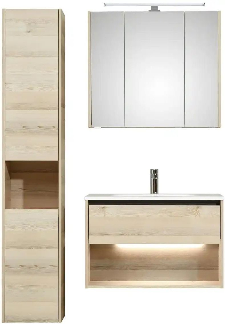 Badkombination Dillinger See ¦ holzfarben ¦ Maße (cm): B: 81 H: 200 Schränke > Badschränke > Komplett-Badkombinationen ...