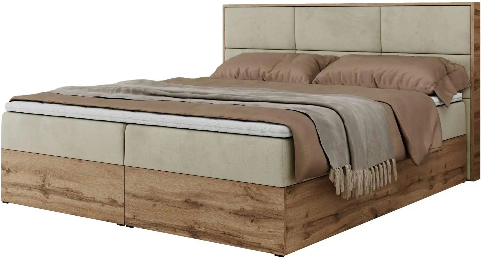 Boxbett mit Bettkasten Albero 2 ¦ beige ¦ Maße (cm): B: 208 H: 104 Betten > Komfortbetten - Höffner