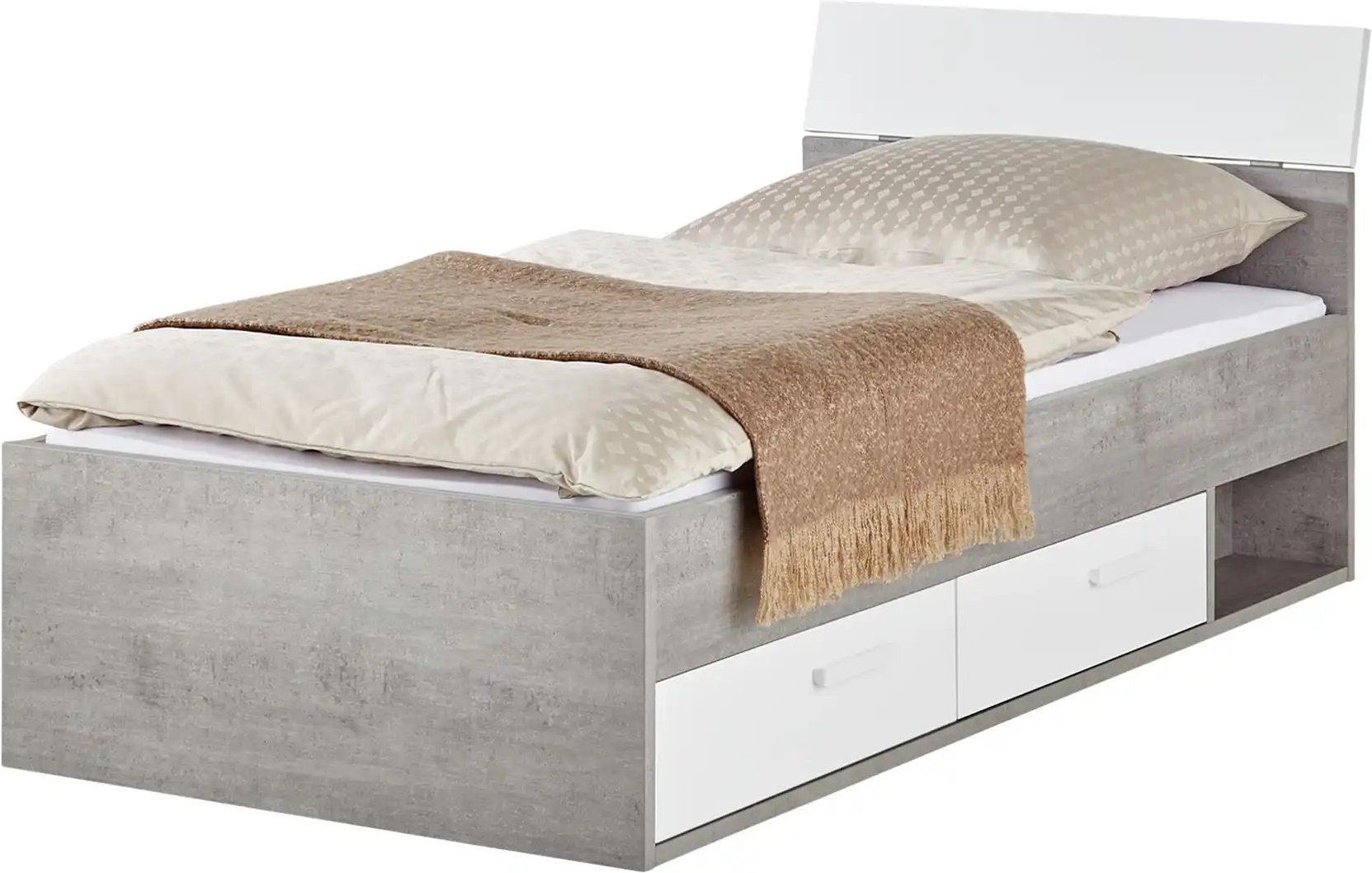 Bettgestell Milow ¦ grau ¦ Maße (cm): B: 126 H: 86,4 T: 206.0 Betten > Bettgestelle - Höffner