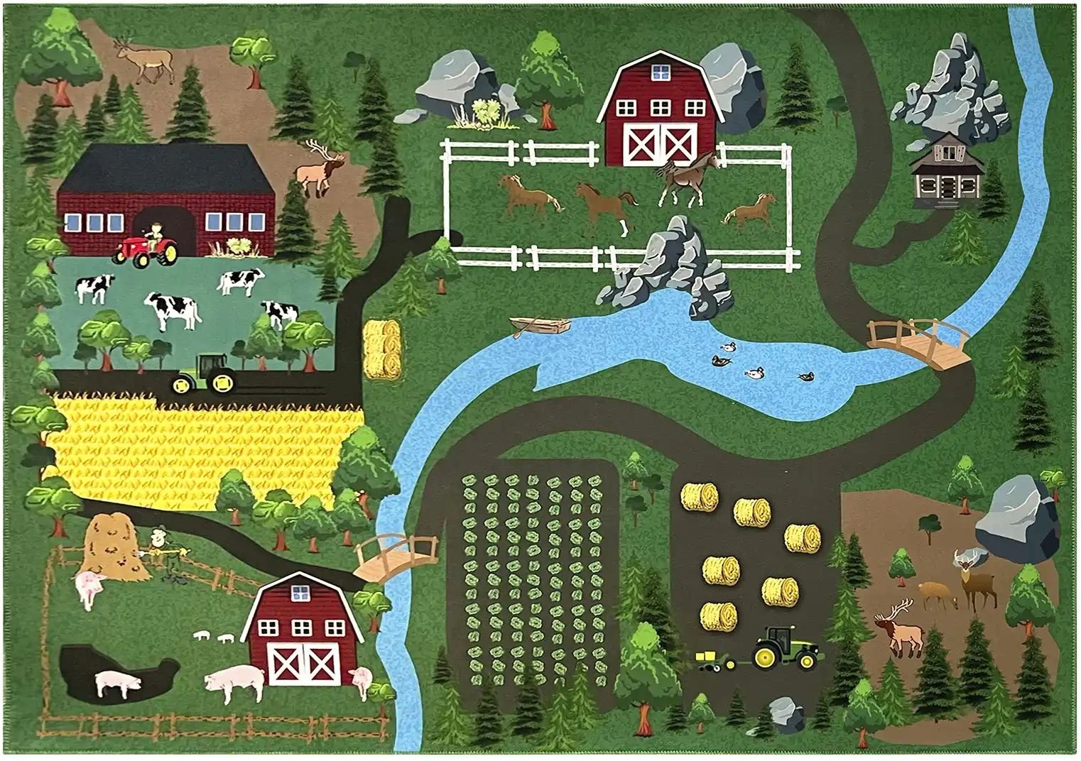 KJUT Kinderteppich Bauernhof Spielteppich ¦ mehrfarbig ¦ Synthetische Fasern ¦ Maße (cm): B: 140 Teppiche > Kinderteppic...