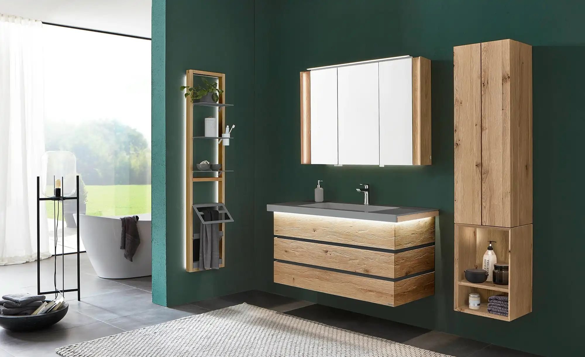 Waschtischkombination Fresh ¦ holzfarben ¦ Maße (cm): B: 122 H: 67,3 T: 50.0 Schränke > Badschränke > Komplett-Badkombi...