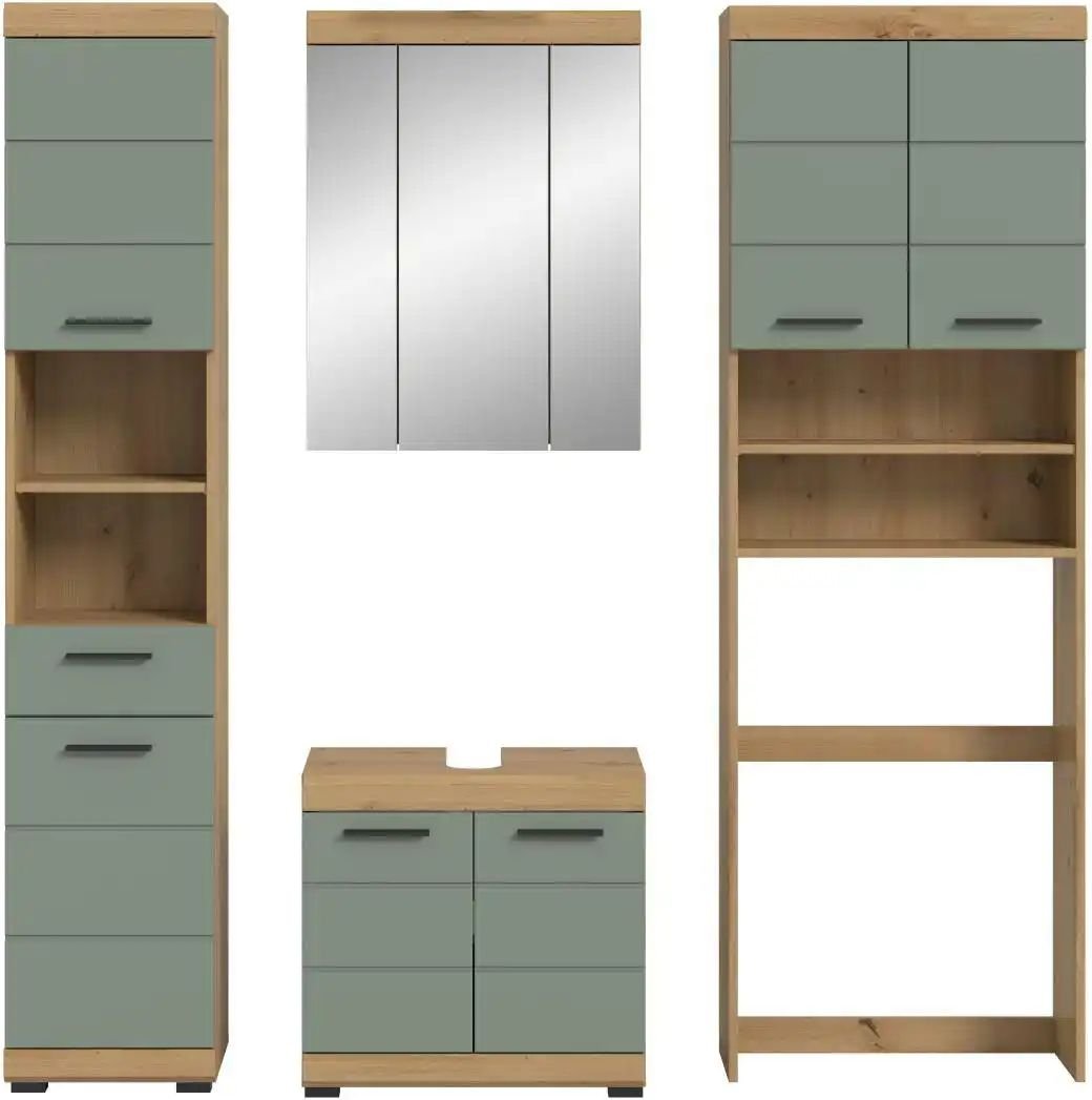 Badmöbel-Set SCHLOONSEE 4 teilig bestehend aus: Hochschrank WBU Spiegelschrank Waschmaschinenumbauschrank Schloons...