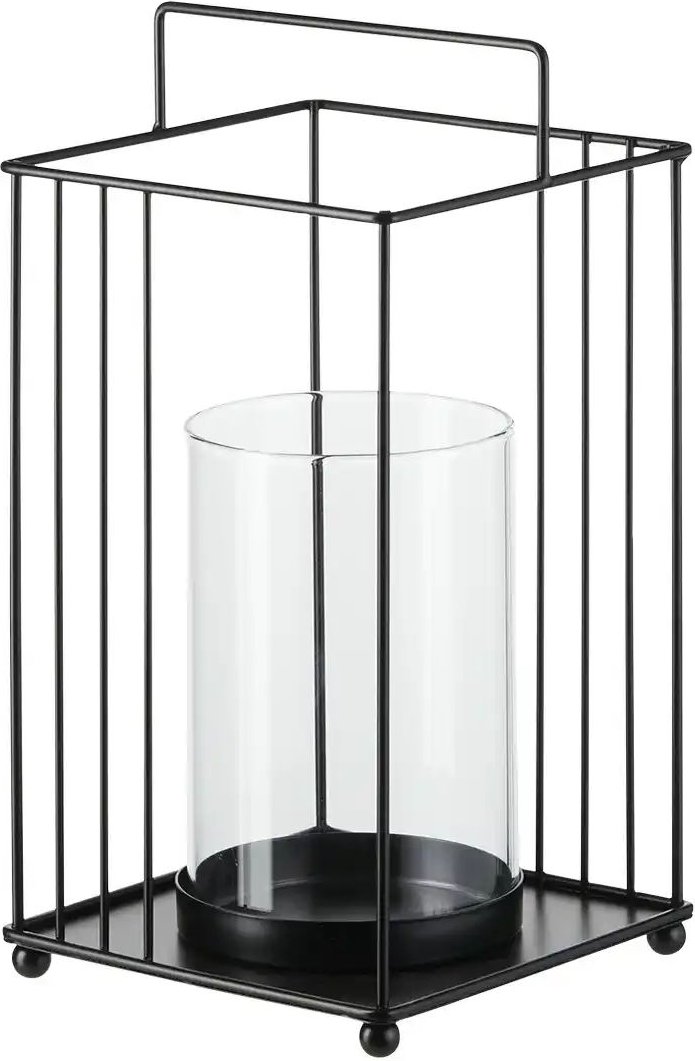 Thumbnail - HOME STORY Windlicht mit Glaseinsatz   ¦ schwarz ¦ Metall,Glas ¦ Maße (cm): H: 31,5  Ø: 19 Accessoires > Kerzen & Kerzen...