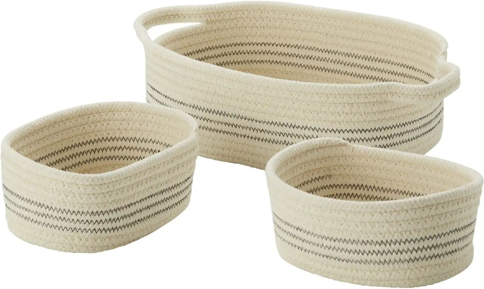 Thumbnail - HOME STORY Aufbewahrungskörbe 3er Set ¦ beige ¦ Polyester,Baumwolle ¦ Maße (cm): B: 33 H: 11 T: 23.0 Aufbewahrung > K...