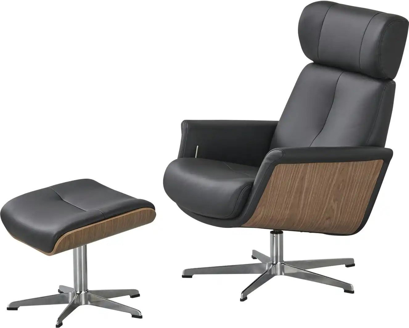 uno Sessel-Hocker-Set aus Leder Arne ¦ schwarz Polstermöbel > Sessel > Relaxsessel - Höffner