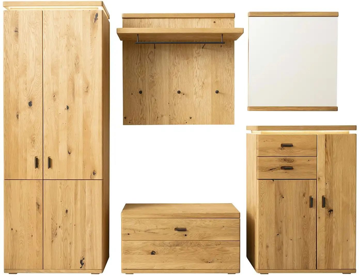 Garderobenkombination 5 teilig Woodland ¦ holzfarben ¦ Maße (cm): B: 260 H: 204 T: 38.0 Garderoben & Kleiderstangen > Ga...